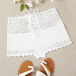 Crochet white bikini cover up